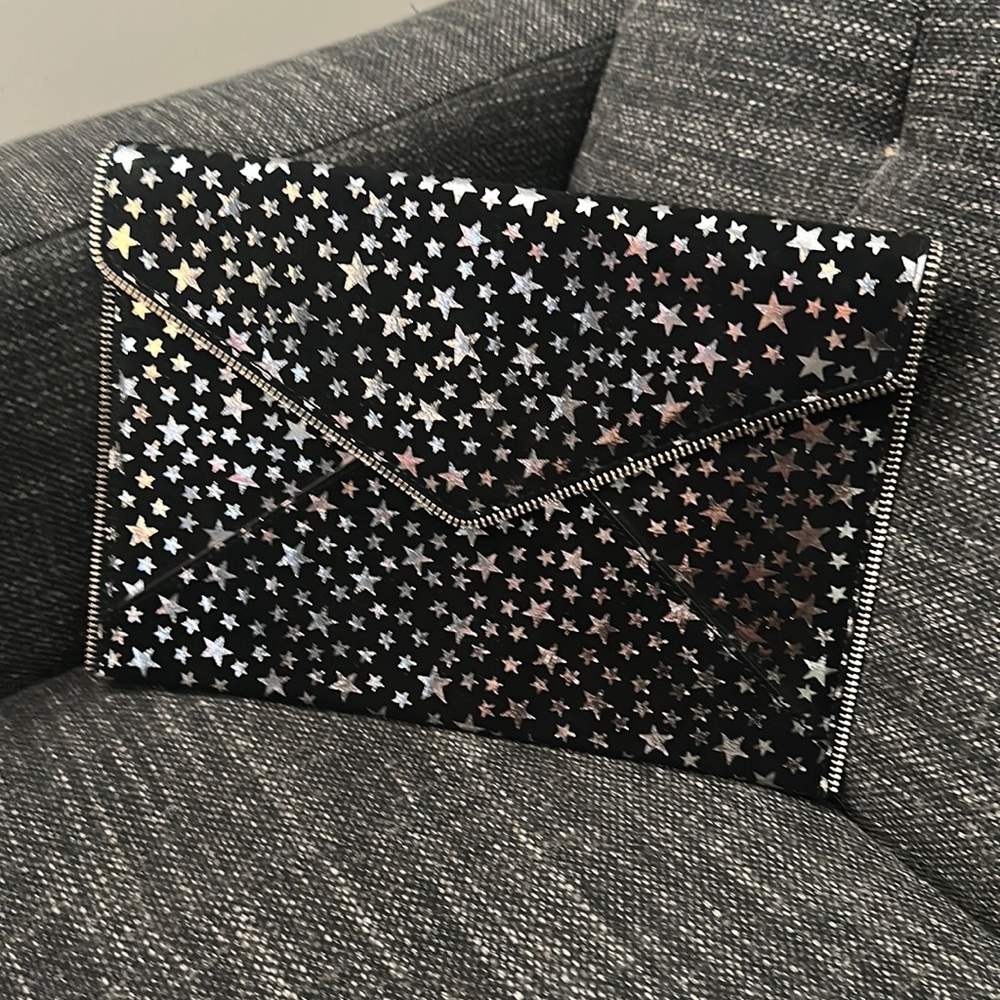 Rebecca Minkoff Metallic Leather Star Print Clutch